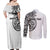 Hawaii and Japanese Culture Personalised Couples Matching Off Shoulder Maxi Dress and Long Sleeve Button Shirt With Polynesian Tribal Tattoo Style