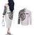 Hawaii and Japanese Culture Personalised Couples Matching Off The Shoulder Long Sleeve Dress and Long Sleeve Button Shirt With Polynesian Tribal Tattoo Style