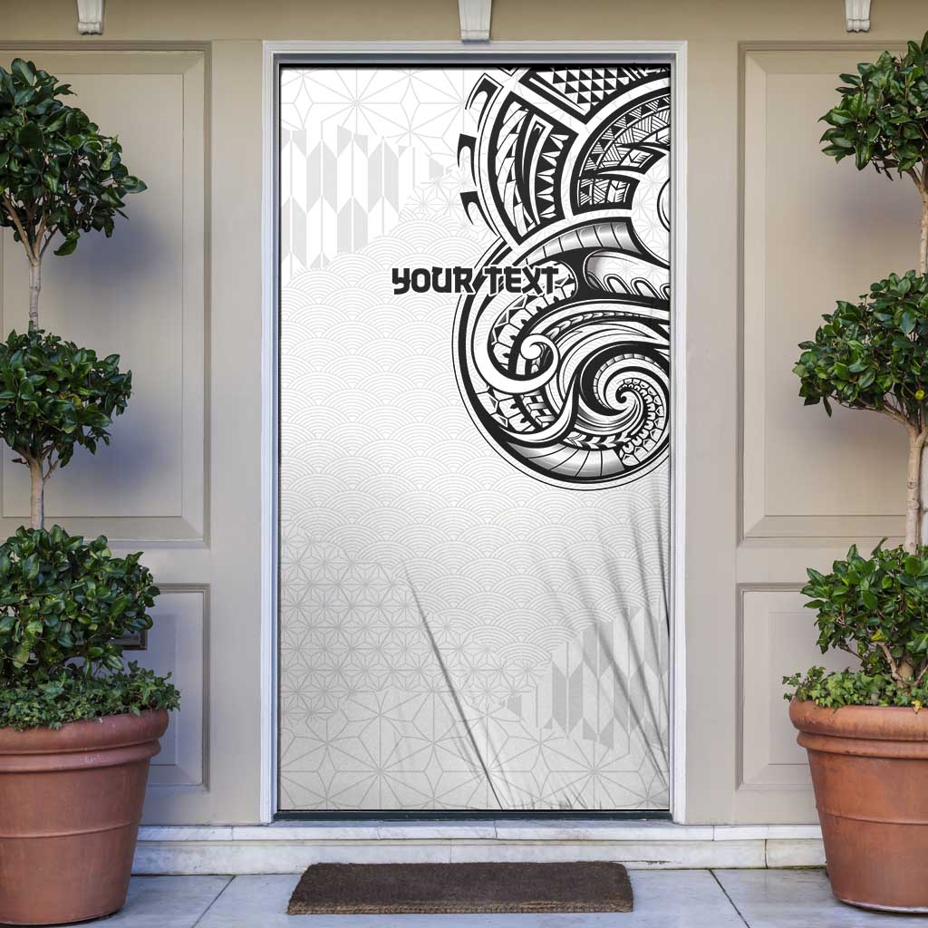 Hawaii and Japanese Culture Personalised Door Cover With Polynesian Tribal Tattoo Style LT9 White - Polynesian Pride