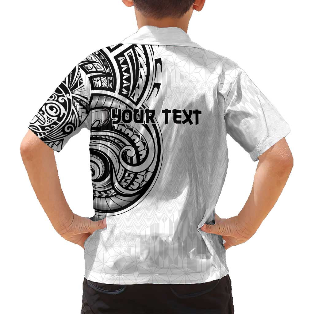 Hawaii and Japanese Culture Personalised Family Matching Long Sleeve Bodycon Dress and Hawaiian Shirt With Polynesian Tribal Tattoo Style