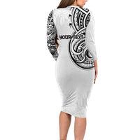 Hawaii and Japanese Culture Personalised Family Matching Long Sleeve Bodycon Dress and Hawaiian Shirt With Polynesian Tribal Tattoo Style