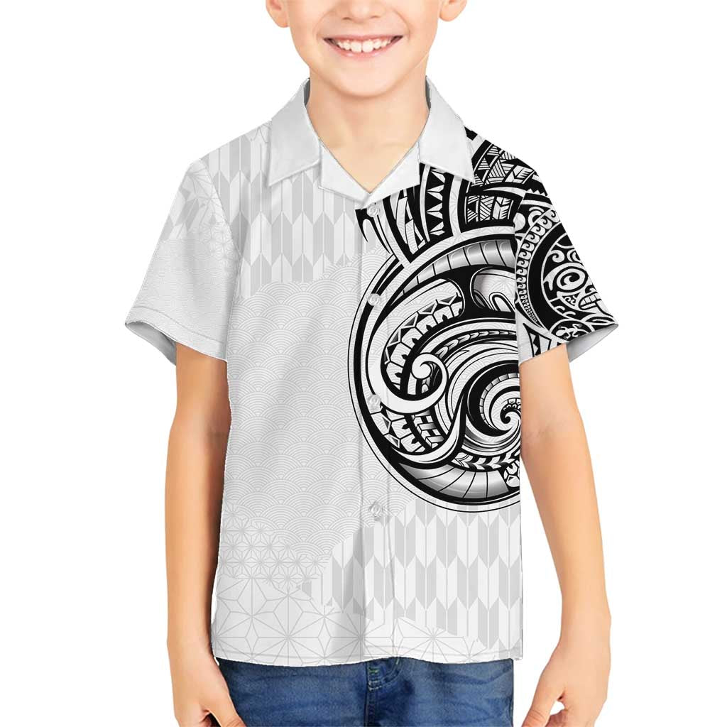 Hawaii and Japanese Culture Personalised Family Matching Long Sleeve Bodycon Dress and Hawaiian Shirt With Polynesian Tribal Tattoo Style