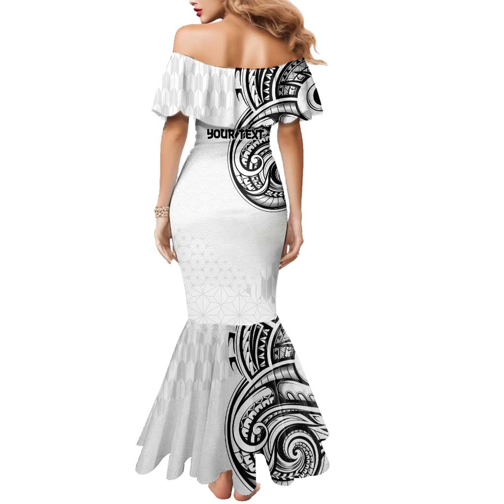 Hawaii and Japanese Culture Personalised Family Matching Mermaid Dress and Hawaiian Shirt With Polynesian Tribal Tattoo Style