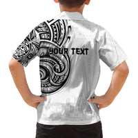 Hawaii and Japanese Culture Personalised Family Matching Off The Shoulder Long Sleeve Dress and Hawaiian Shirt With Polynesian Tribal Tattoo Style