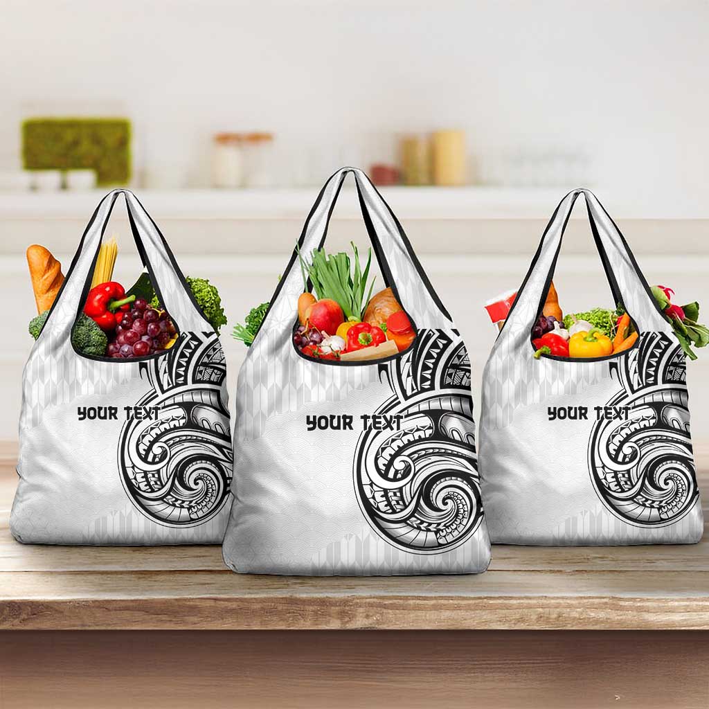Hawaii and Japanese Culture Personalised Grocery Bag With Polynesian Tribal Tattoo Style LT9 3-pack One Size White - Polynesian Pride