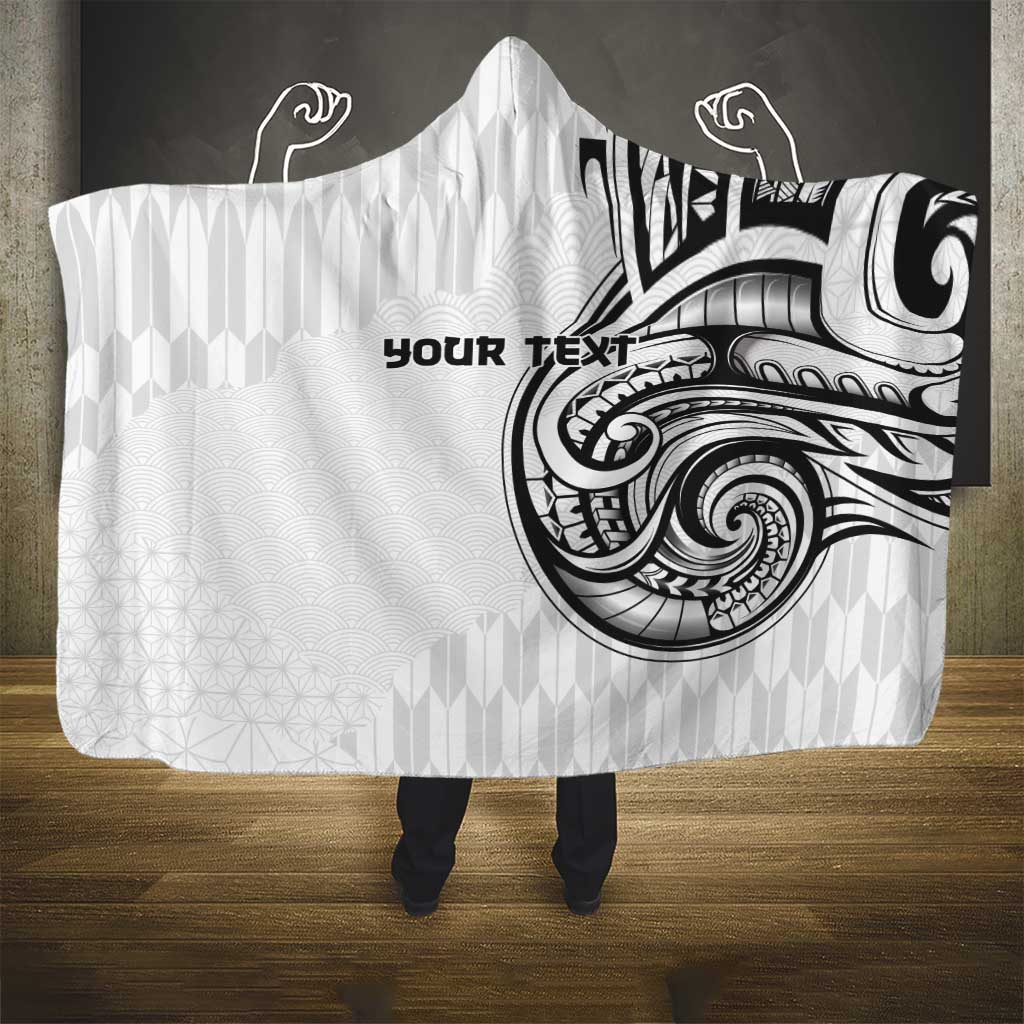 Hawaii and Japanese Culture Personalised Hooded Blanket With Polynesian Tribal Tattoo Style LT9 - Polynesian Pride