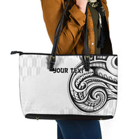 Hawaii and Japanese Culture Personalised Leather Tote Bag With Polynesian Tribal Tattoo Style