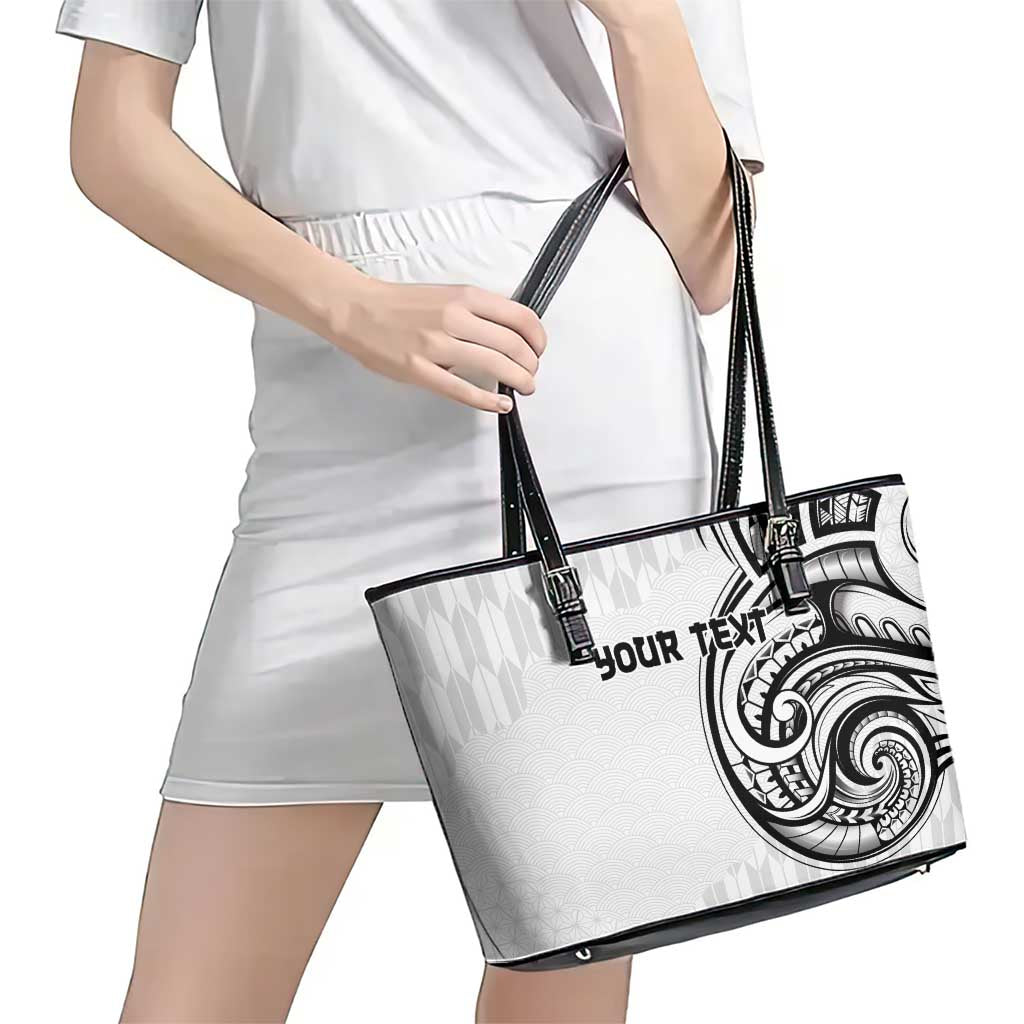 Hawaii and Japanese Culture Personalised Leather Tote Bag With Polynesian Tribal Tattoo Style