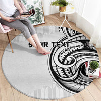 Hawaii and Japanese Culture Personalised Round Carpet With Polynesian Tribal Tattoo Style