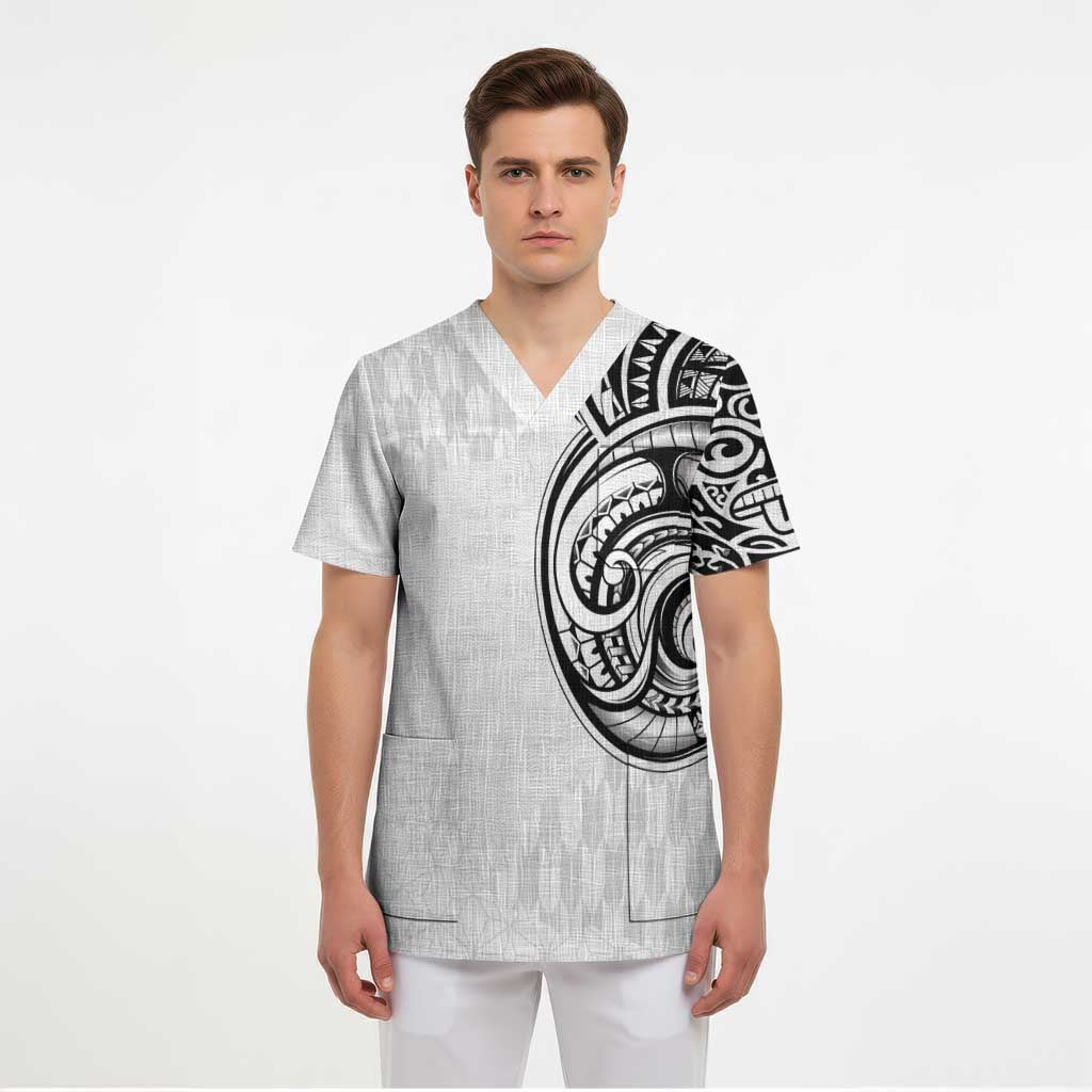 Hawaii and Japanese Culture Personalised Scrub Top With Polynesian Tribal Tattoo Style - Polynesian Pride