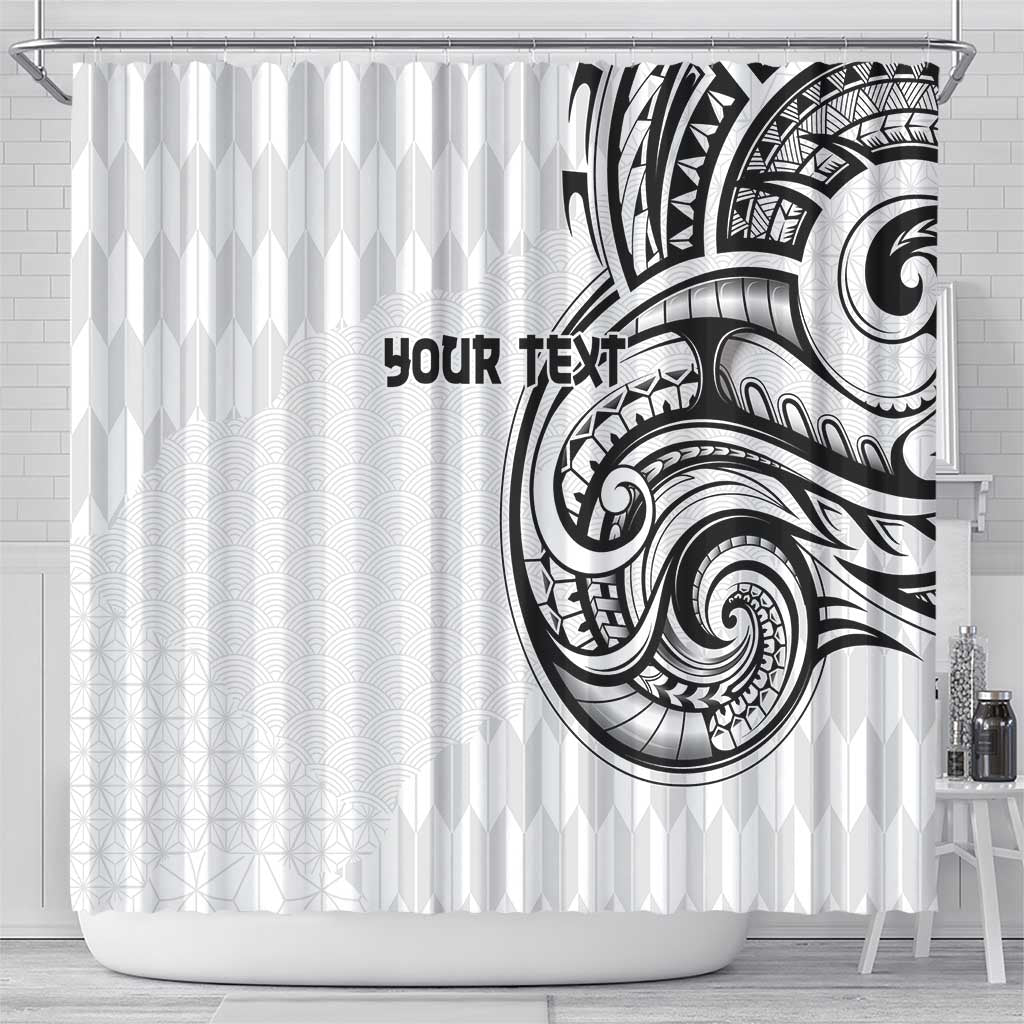 Hawaii and Japanese Culture Personalised Shower Curtain With Polynesian Tribal Tattoo Style