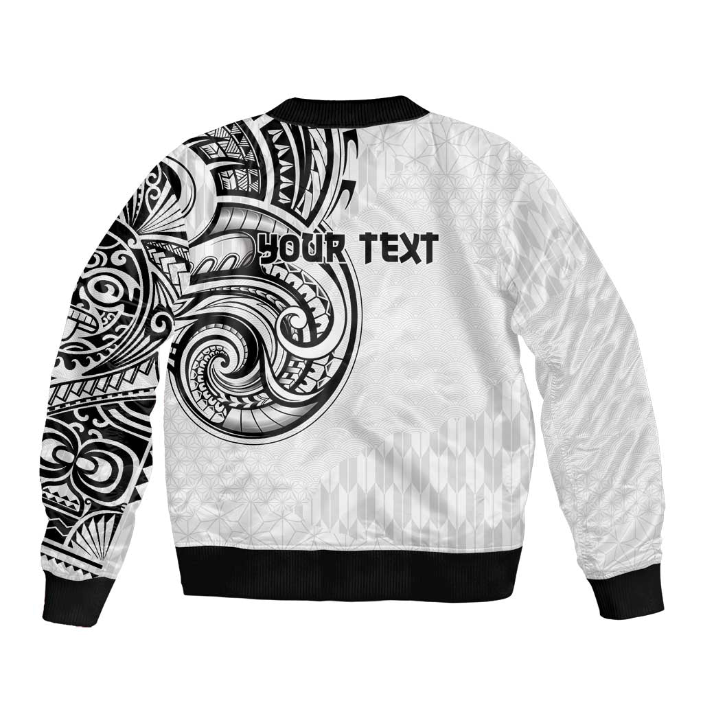 Hawaii and Japanese Culture Personalised Sleeve Zip Bomber Jacket With Polynesian Tribal Tattoo Style