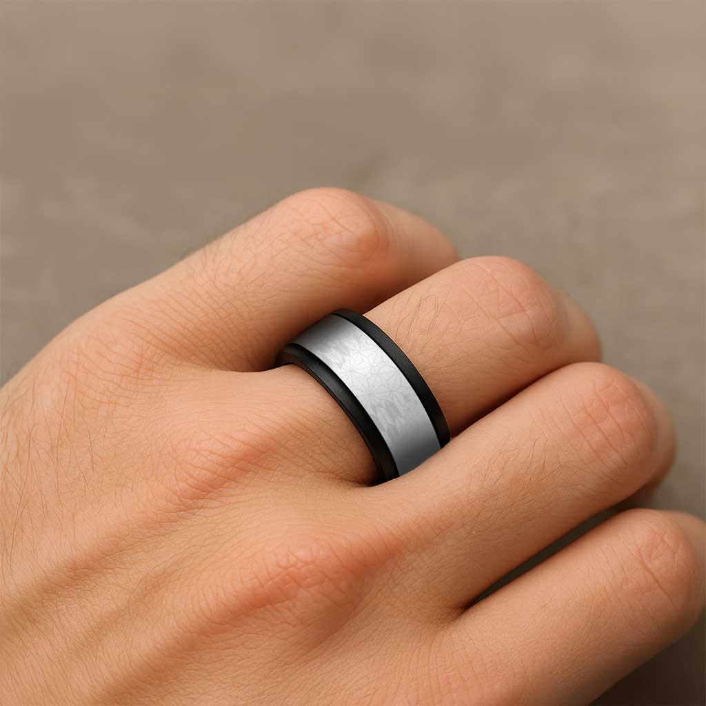 Hawaii and Japanese Culture Spinner Ring With Polynesian Tribal Tattoo Style - Polynesian Pride