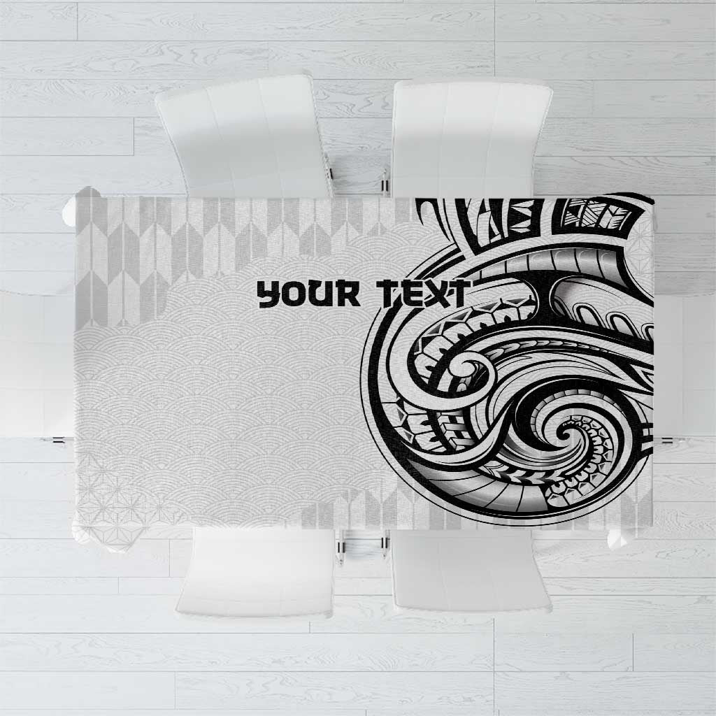 Hawaii and Japanese Culture Personalised Tablecloth With Polynesian Tribal Tattoo Style LT9 White - Polynesian Pride