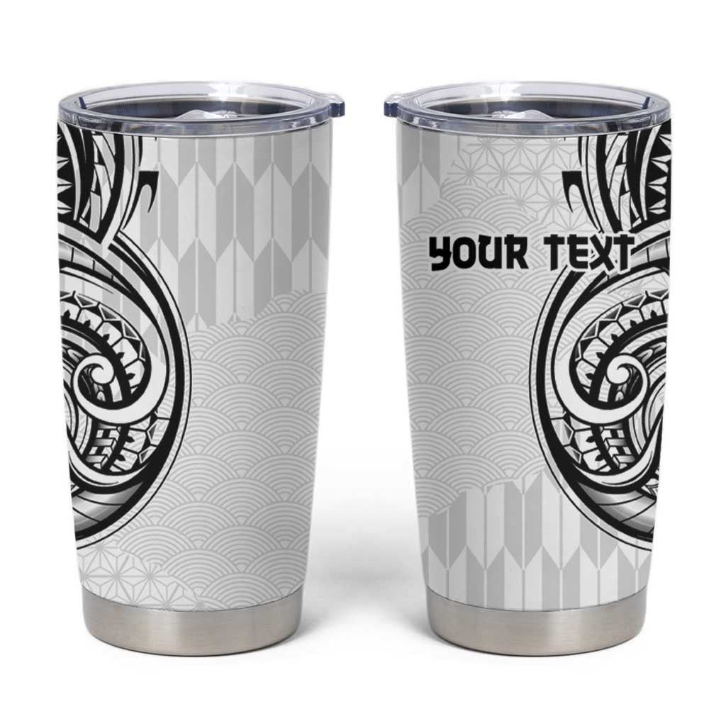 Hawaii and Japanese Culture Personalised Tumbler Cup With Polynesian Tribal Tattoo Style