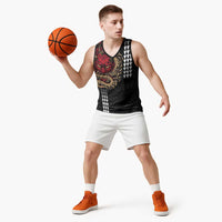 Hawaii and Japanese Oni Mask Personalised Basketball Jersey Kakau Pattern Dark Art Style - Polynesian Pride