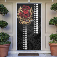 Hawaii and Japanese Oni Mask Personalised Door Cover Kakau Pattern Dark Art Style - Polynesian Pride