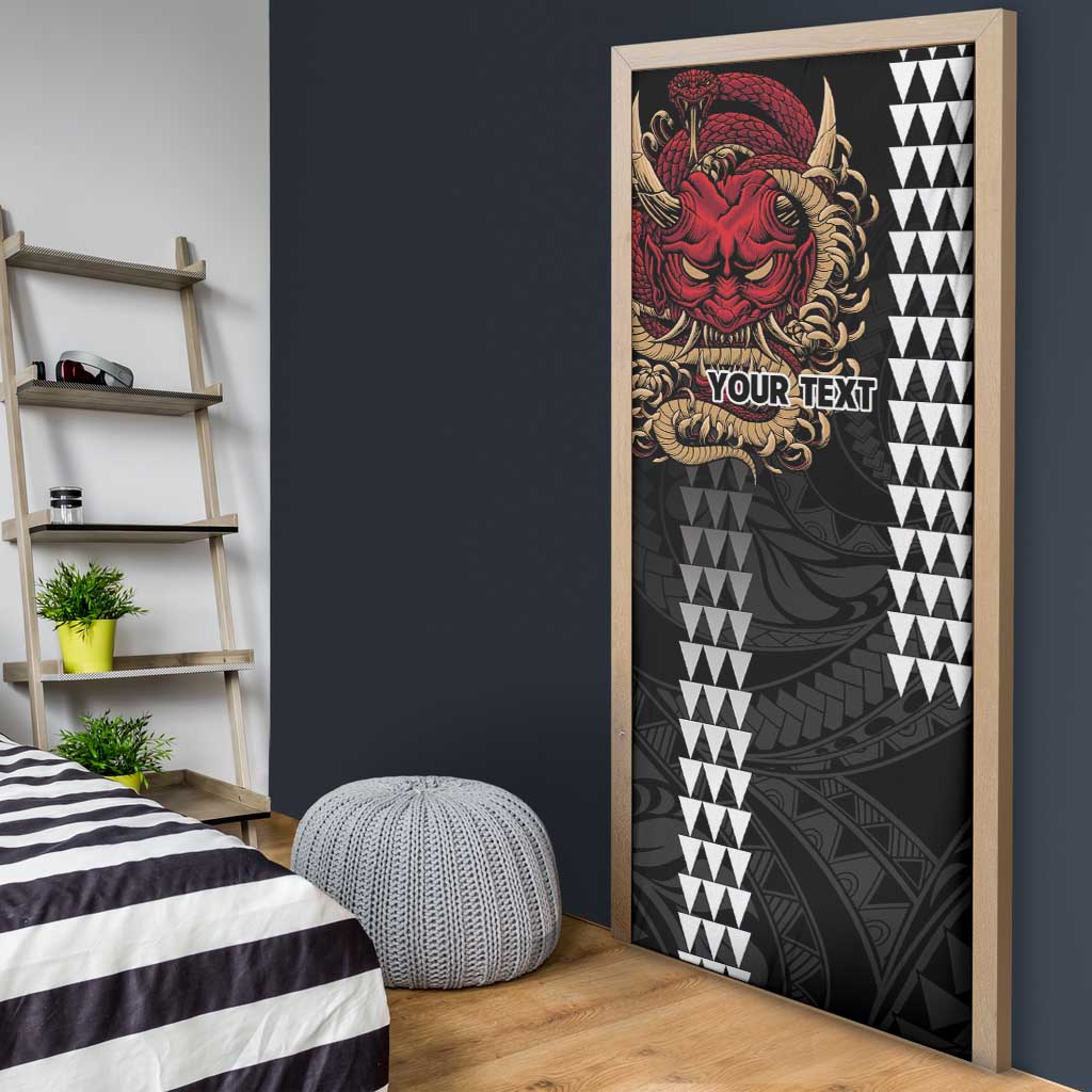 Hawaii and Japanese Oni Mask Personalised Door Cover Kakau Pattern Dark Art Style - Polynesian Pride