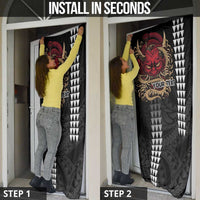 Hawaii and Japanese Oni Mask Personalised Door Cover Kakau Pattern Dark Art Style - Polynesian Pride