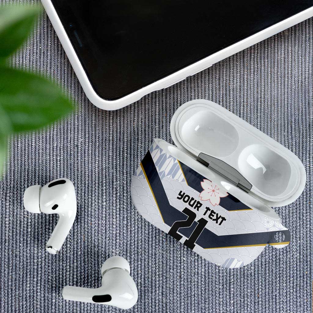 Japan Pacific Rugby 2022-23 Custom AirPods Case Black Sakura Japanese Wave Pattern LT9 - Polynesian Pride