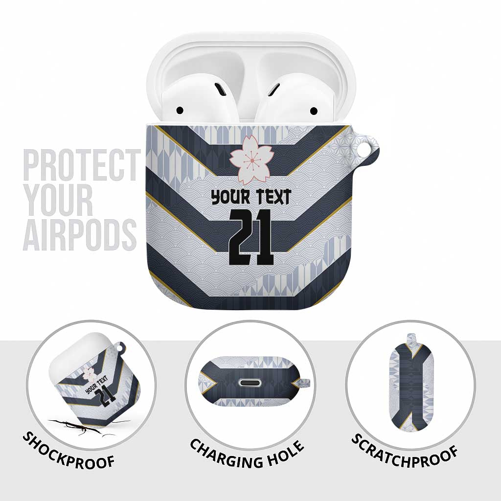 Japan Pacific Rugby 2022-23 Custom AirPods Case Black Sakura Japanese Wave Pattern LT9 - Polynesian Pride