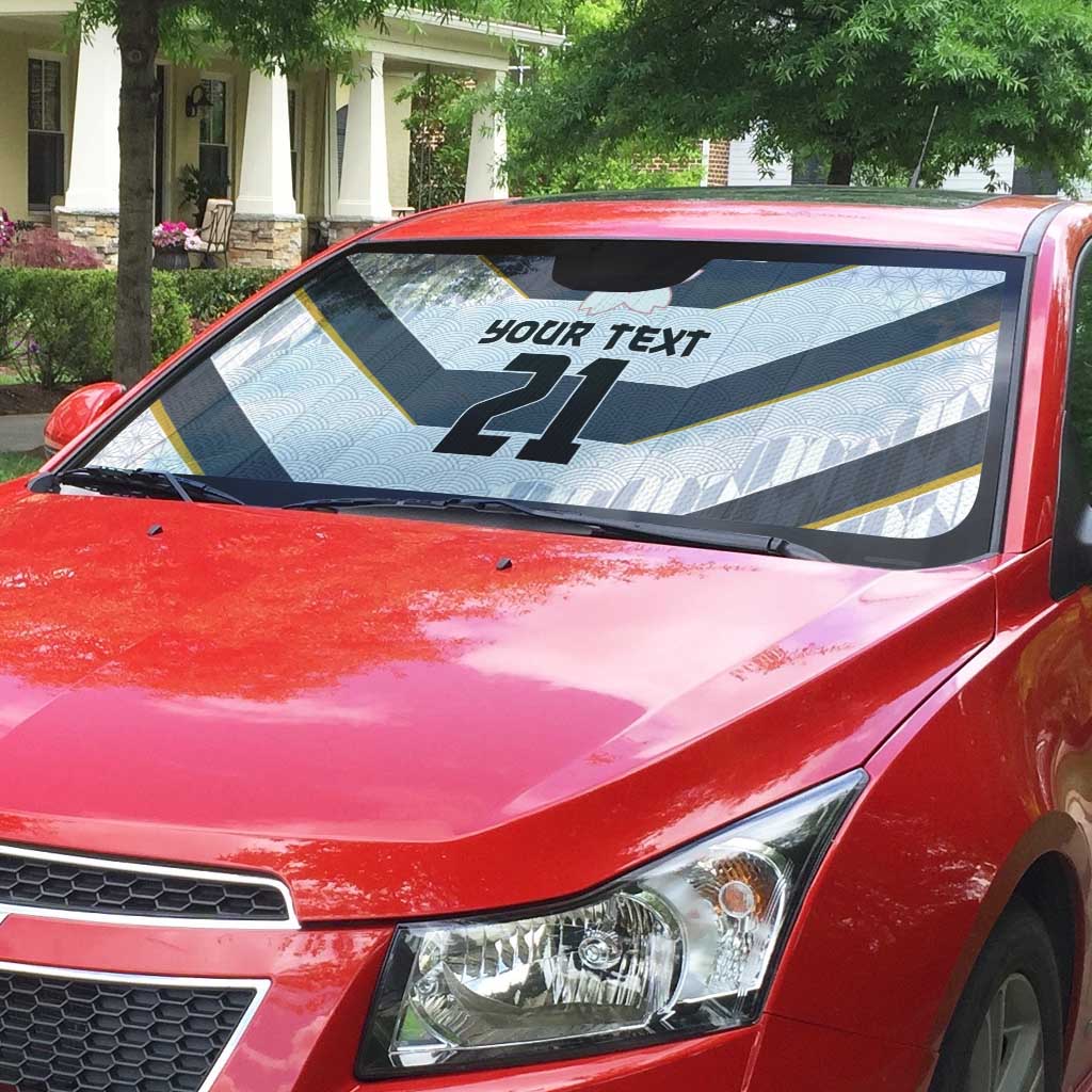 Japan Pacific Rugby 2022-23 Custom Auto Sun Shade Black Sakura Japanese Wave Pattern - Polynesian Pride