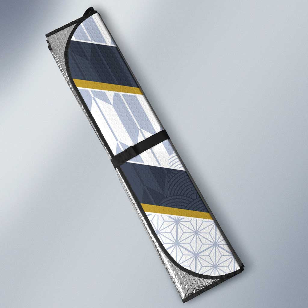 Japan Pacific Rugby 2022-23 Custom Auto Sun Shade Black Sakura Japanese Wave Pattern - Polynesian Pride