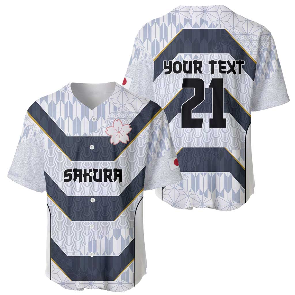 Japan Pacific Rugby 2022-23 Custom Baseball Jersey Black Sakura Japanese Wave Pattern