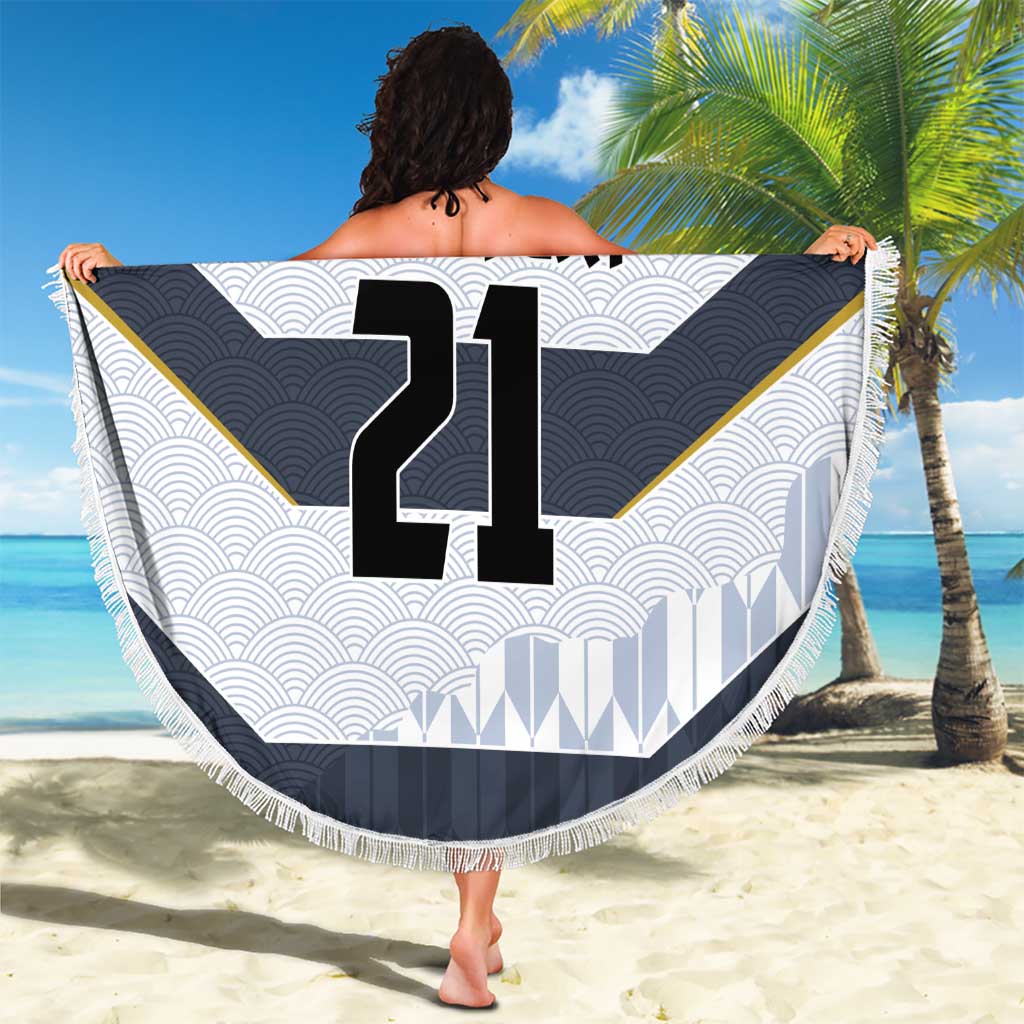 Japan Pacific Rugby 2022-23 Custom Beach Blanket Black Sakura Japanese Wave Pattern LT9 - Polynesian Pride