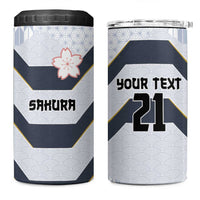 Japan Pacific Rugby 2022-23 Custom 4 in 1 Can Cooler Tumbler Black Sakura Japanese Wave Pattern LT9 One Size: 16 oz Black - Polynesian Pride