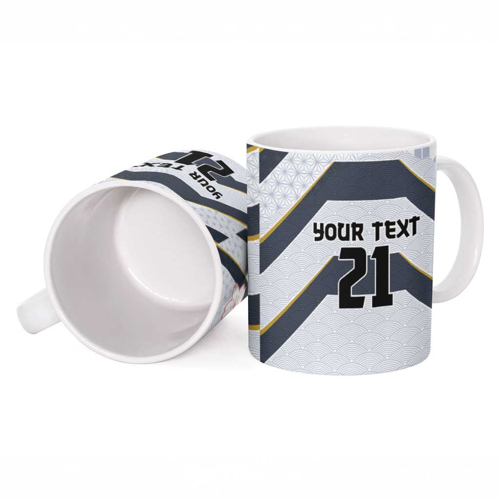 Japan Pacific Rugby 2022-23 Custom Ceramic Mug Black Sakura Japanese Wave Pattern LT9 - Polynesian Pride