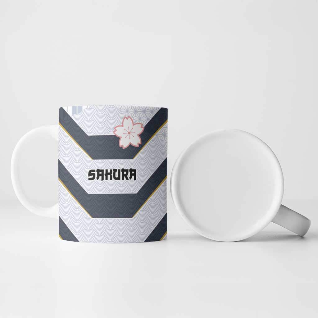 Japan Pacific Rugby 2022-23 Custom Ceramic Mug Black Sakura Japanese Wave Pattern LT9 - Polynesian Pride