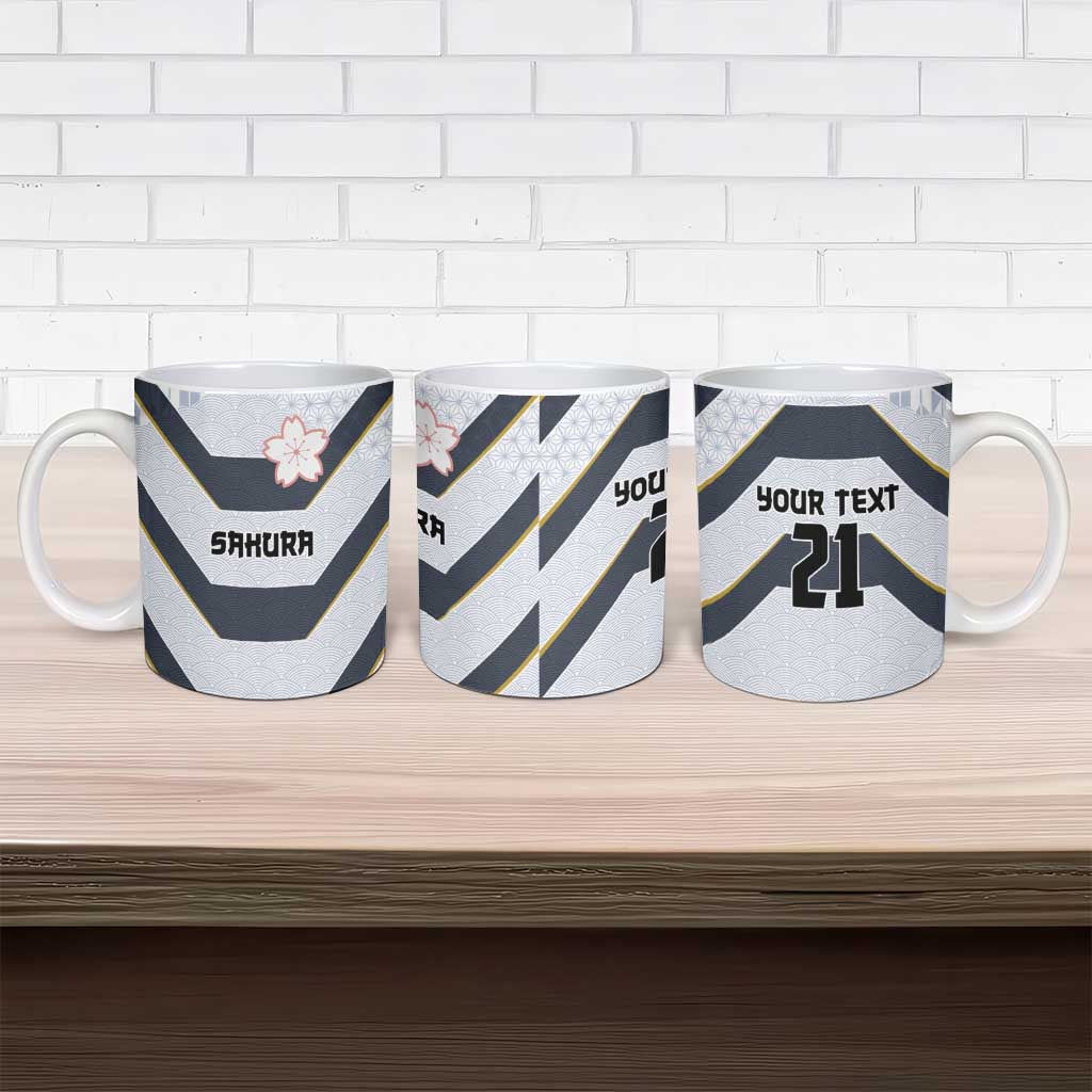 Japan Pacific Rugby 2022-23 Custom Ceramic Mug Black Sakura Japanese Wave Pattern LT9 - Polynesian Pride