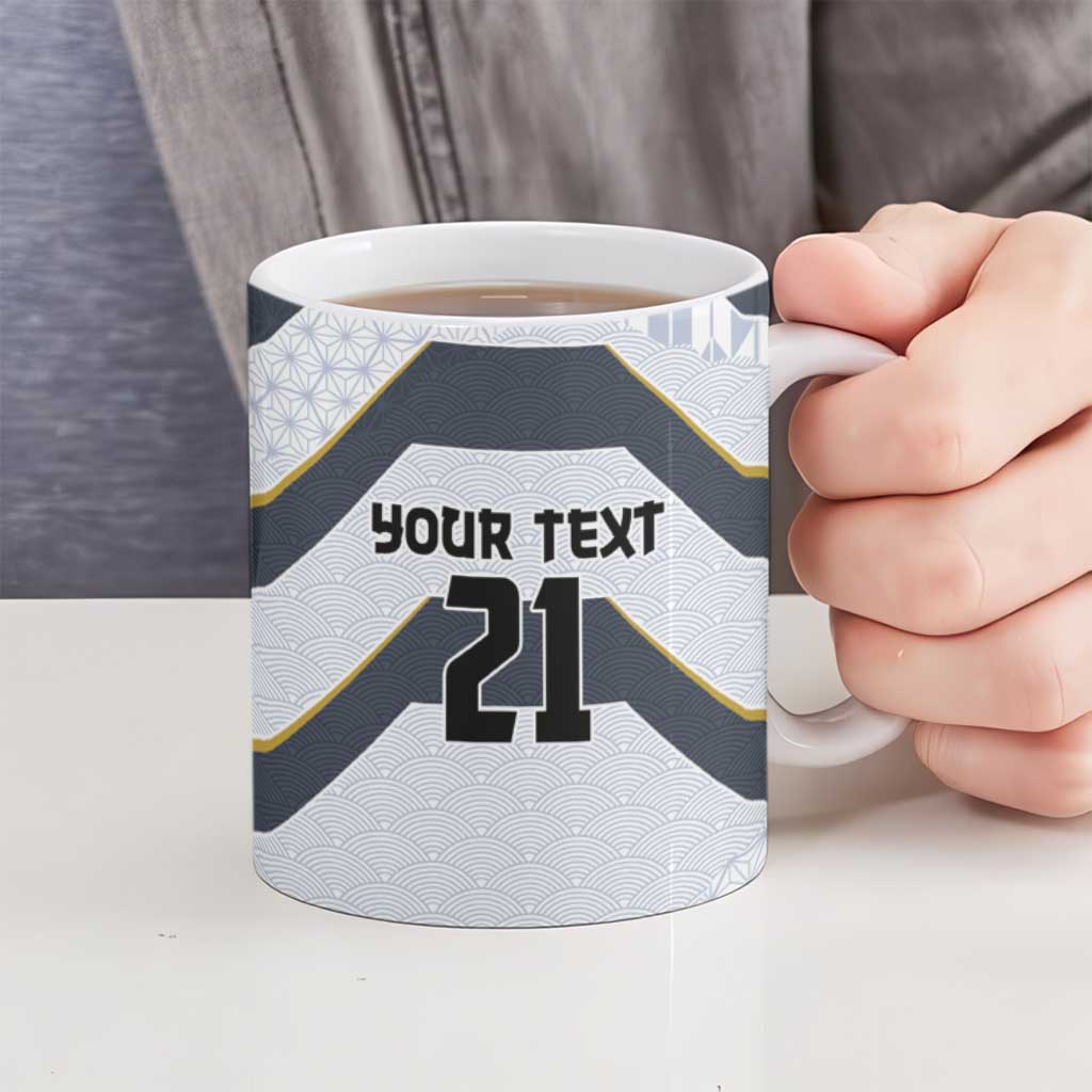 Japan Pacific Rugby 2022-23 Custom Ceramic Mug Black Sakura Japanese Wave Pattern LT9 - Polynesian Pride
