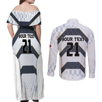 Japan Pacific Rugby 2022-23 Custom Couples Matching Off Shoulder Maxi Dress and Long Sleeve Button Shirt Black Sakura Japanese Wave Pattern LT9 - Polynesian Pride