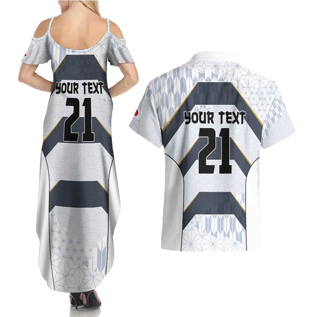 Japan Pacific Rugby 2022-23 Custom Couples Matching Summer Maxi Dress and Hawaiian Shirt Black Sakura Japanese Wave Pattern LT9 - Polynesian Pride