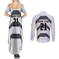 Japan Pacific Rugby 2022-23 Custom Couples Matching Summer Maxi Dress and Long Sleeve Button Shirt Black Sakura Japanese Wave Pattern LT9 - Polynesian Pride
