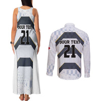 Japan Pacific Rugby 2022-23 Custom Couples Matching Tank Maxi Dress and Long Sleeve Button Shirt Black Sakura Japanese Wave Pattern LT9 - Polynesian Pride