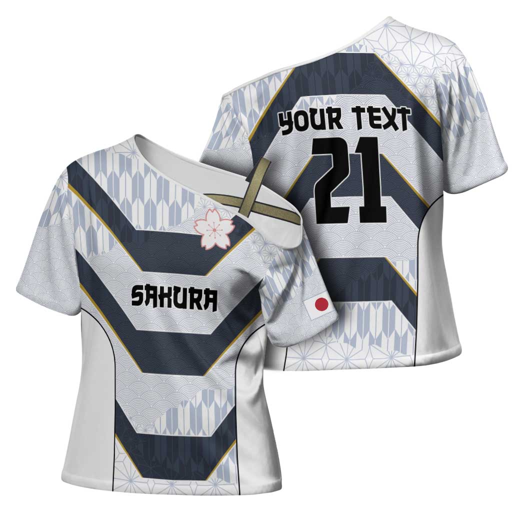 Japan Pacific Rugby 2022-23 Custom Cross Shoulder Shirt Black Sakura Japanese Wave Pattern LT9 - Polynesian Pride