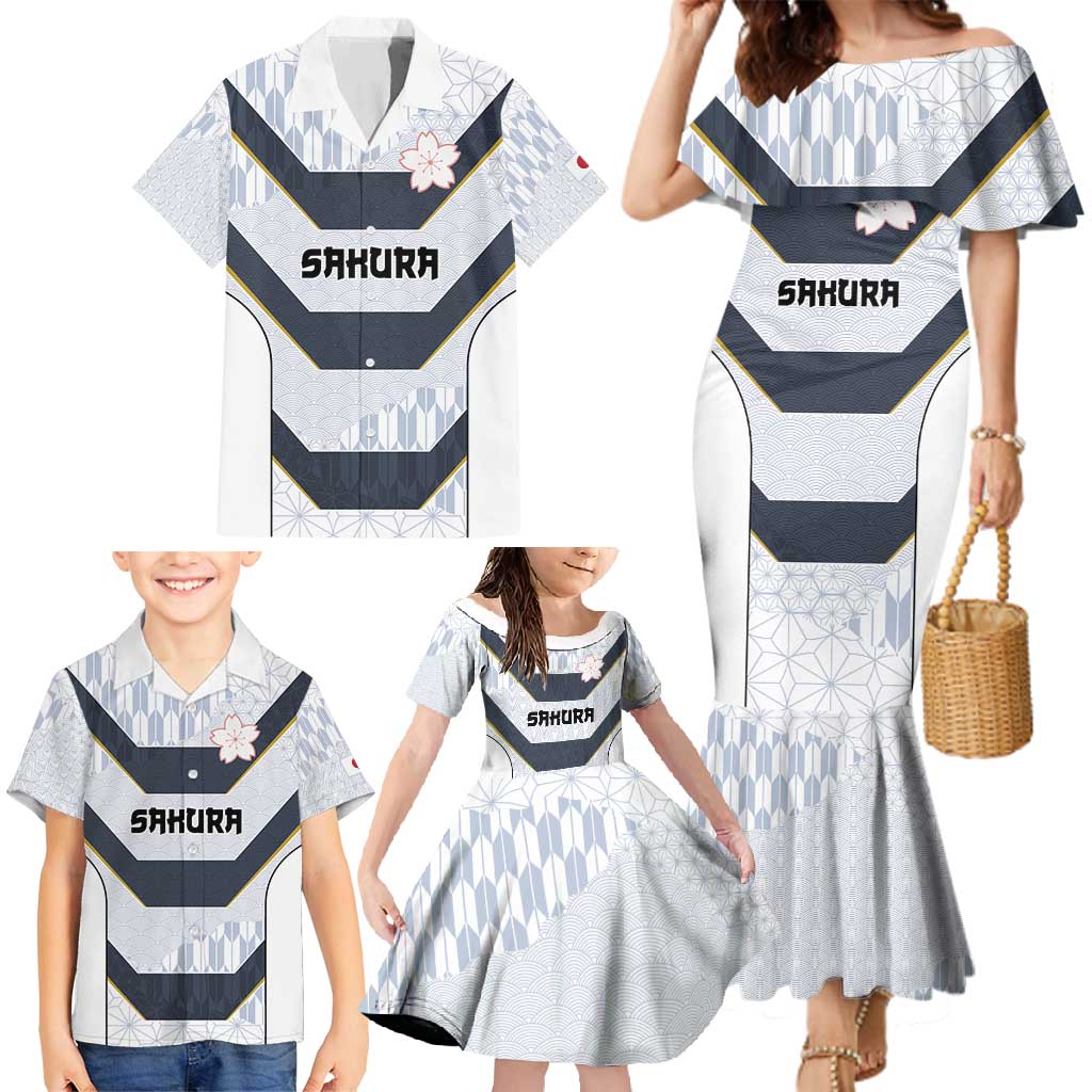 Japan Pacific Rugby 2022-23 Custom Family Matching Mermaid Dress and Hawaiian Shirt Black Sakura Japanese Wave Pattern LT9 - Polynesian Pride