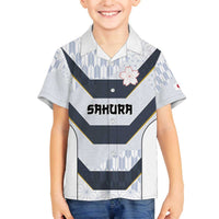 Japan Pacific Rugby 2022-23 Custom Family Matching Off The Shoulder Long Sleeve Dress and Hawaiian Shirt Black Sakura Japanese Wave Pattern