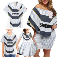 Japan Pacific Rugby 2022-23 Custom Family Matching Off Shoulder Short Dress and Hawaiian Shirt Black Sakura Japanese Wave Pattern LT9 - Polynesian Pride
