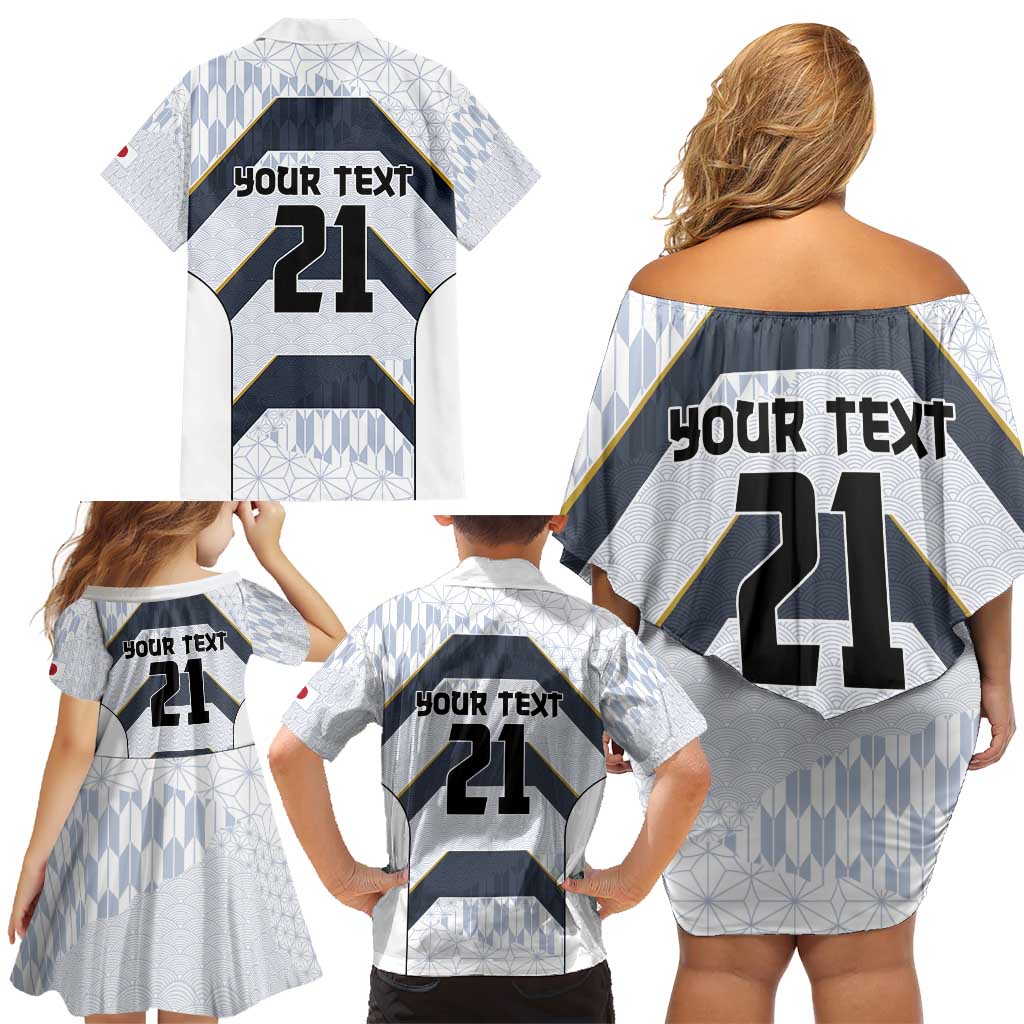 Japan Pacific Rugby 2022-23 Custom Family Matching Off Shoulder Short Dress and Hawaiian Shirt Black Sakura Japanese Wave Pattern LT9 - Polynesian Pride
