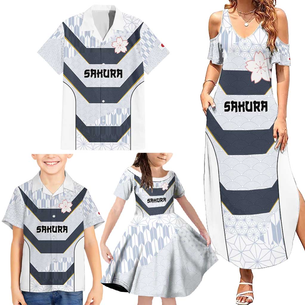 Japan Pacific Rugby 2022-23 Custom Family Matching Summer Maxi Dress and Hawaiian Shirt Black Sakura Japanese Wave Pattern LT9 - Polynesian Pride