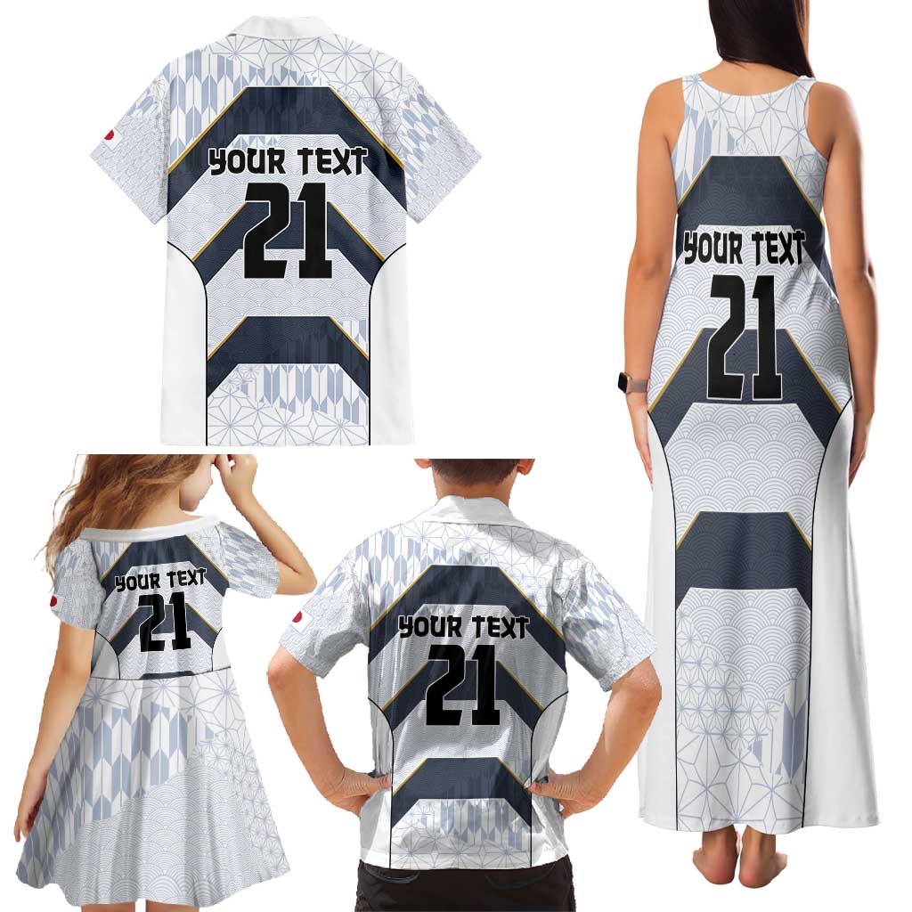 Japan Pacific Rugby 2022-23 Custom Family Matching Tank Maxi Dress and Hawaiian Shirt Black Sakura Japanese Wave Pattern LT9 - Polynesian Pride