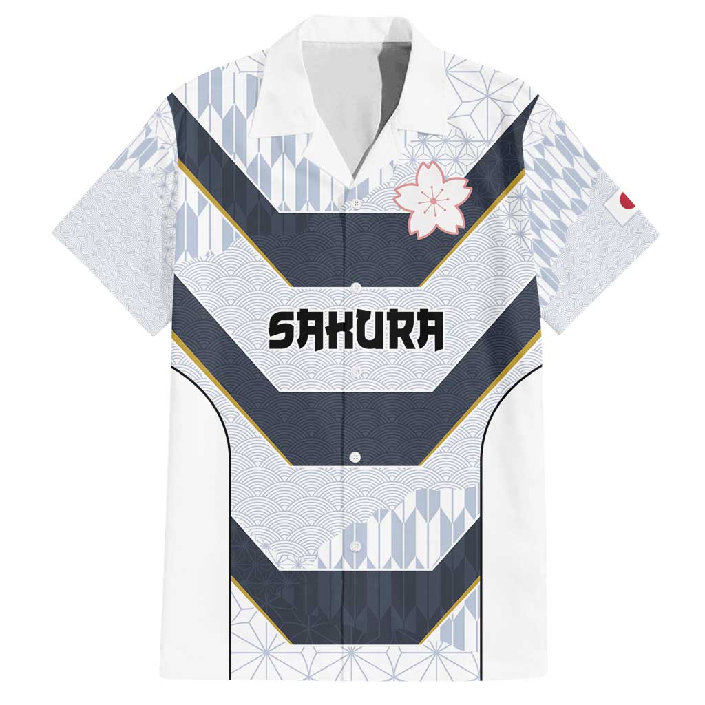 Japan Pacific Rugby 2022-23 Custom Family Matching Tank Maxi Dress and Hawaiian Shirt Black Sakura Japanese Wave Pattern LT9 Dad's Shirt - Short Sleeve Black - Polynesian Pride