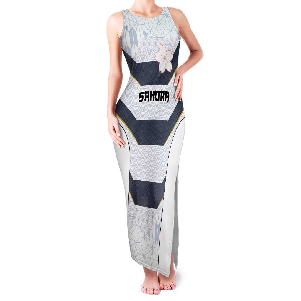 Japan Pacific Rugby 2022-23 Custom Family Matching Tank Maxi Dress and Hawaiian Shirt Black Sakura Japanese Wave Pattern LT9 Mom's Dress Black - Polynesian Pride
