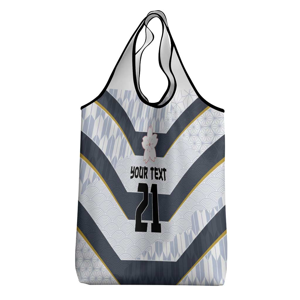 Japan Pacific Rugby 2022-23 Custom Grocery Bag Black Sakura Japanese Wave Pattern LT9 - Polynesian Pride