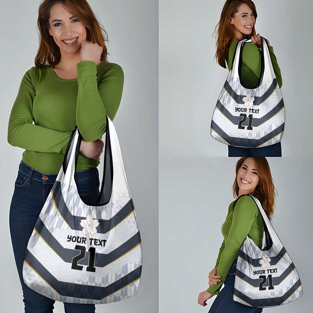 Japan Pacific Rugby 2022-23 Custom Grocery Bag Black Sakura Japanese Wave Pattern LT9 - Polynesian Pride