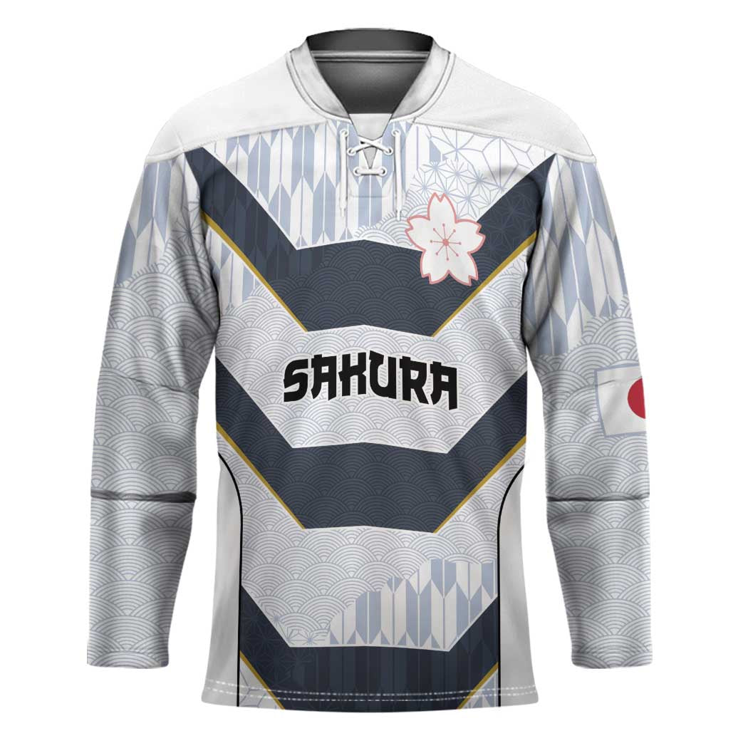 Japan Pacific Rugby 2022-23 Custom Hockey Jersey Black Sakura Japanese Wave Pattern - Polynesian Pride